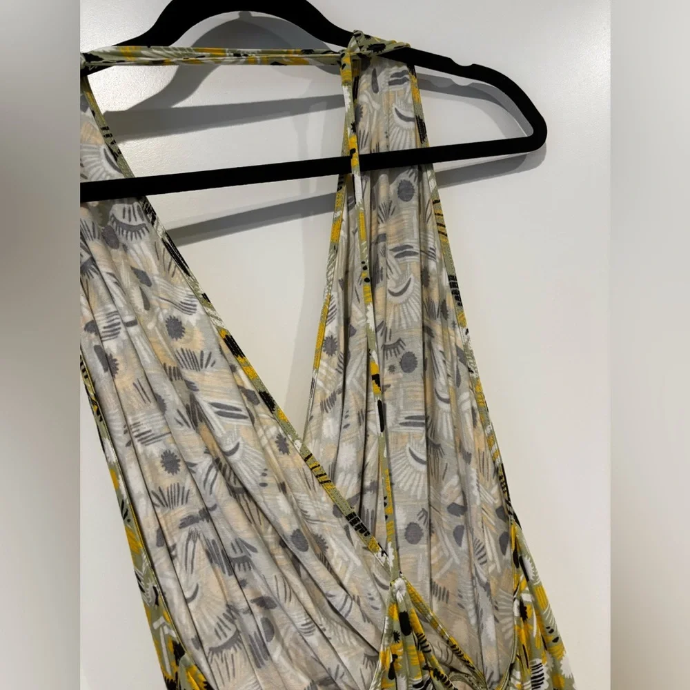 Free People Daria Halter Maxi Dress Apple Mint Low Back Slit Plunge Size Small - Picture 11 of 14
